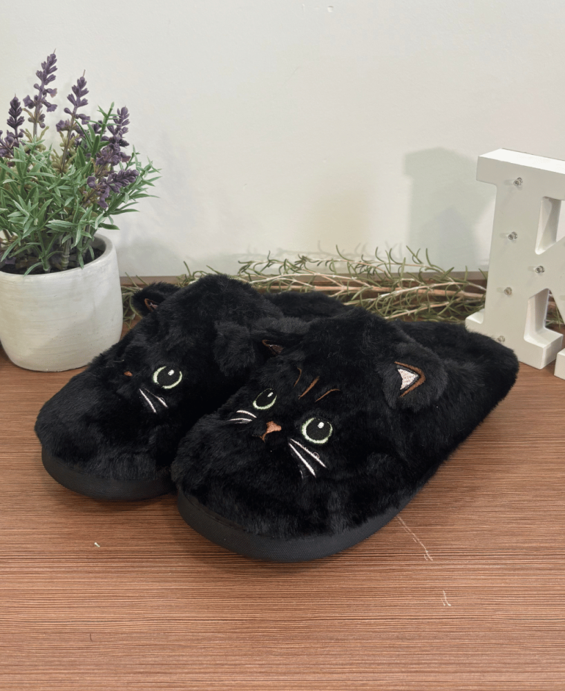 Zapatillas KALESIS BUNNY-CAT - Niño y Adulto, con Plataforma, Cómodas, Calientes para el Invierno, con dos Pompones de Lana