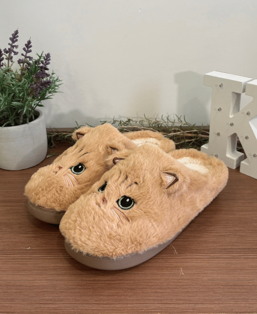 Zapatillas KALESIS BUNNY-CAT - Niño y Adulto, con Plataforma, Cómodas, Calientes para el Invierno, con dos Pompones de Lana