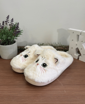 Zapatillas KALESIS BUNNY-CAT - Niño y Adulto, con Plataforma, Cómodas, Calientes para el Invierno, con dos Pompones de Lana