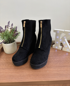 Cuña KALESIS MARTA-- Cuña estilo botín con cremallera frontal