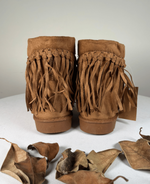 Botín KALESIS INDIA - Color Camel, Con Flecos y Diseño Estilo Boho Chic