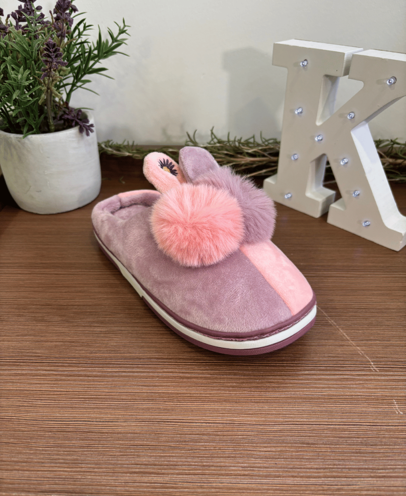 Zapatillas KALESIS BUNNY-CAT - Niño y Adulto, con Plataforma, Cómodas, Calientes para el Invierno, con dos Pompones de Lana