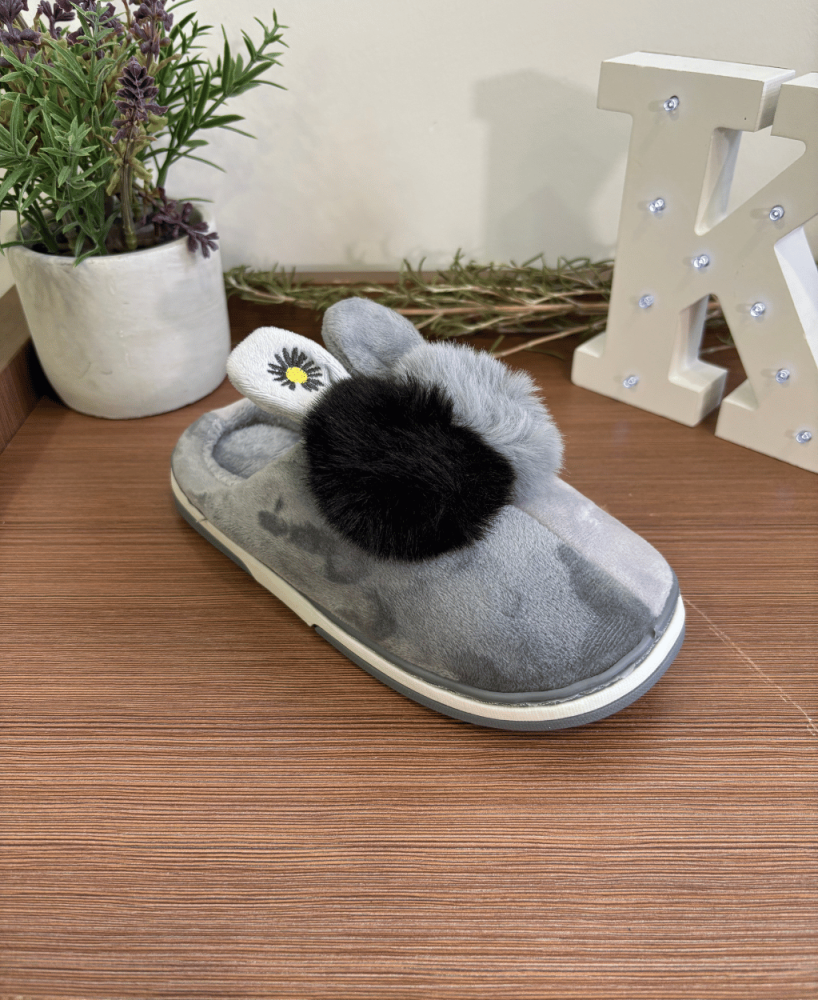 Zapatillas KALESIS BUNNY-CAT - Niño y Adulto, con Plataforma, Cómodas, Calientes para el Invierno, con dos Pompones de Lana