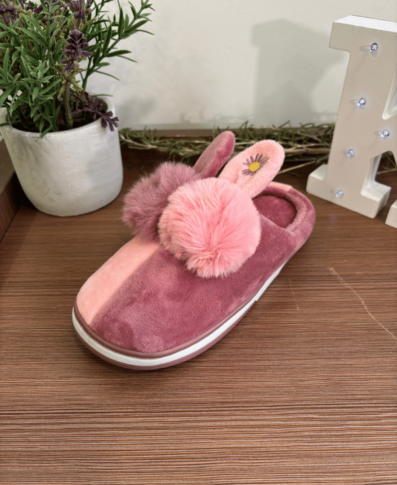 Zapatillas KALESIS BUNNY-CAT - Niño y Adulto, con Plataforma, Cómodas, Calientes para el Invierno, con dos Pompones de Lana