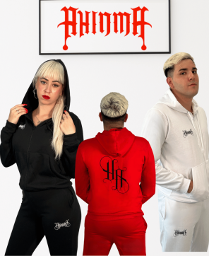 Chandal AHINMA CALLE Unisex-- En Rojo, Blanco y Negro