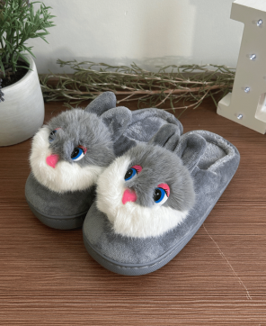 Zapatillas KALESIS BUNNY-CAT - Niño y Adulto, con Plataforma, Cómodas, Calientes para el Invierno, con dos Pompones de Lana