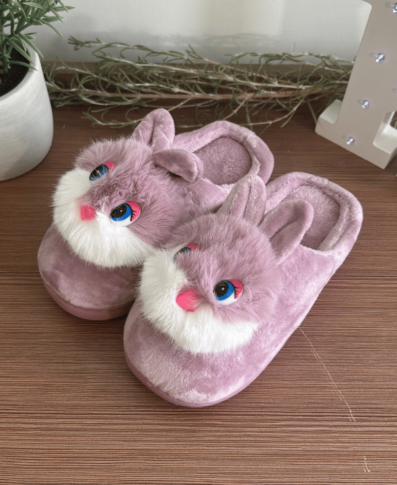Zapatillas KALESIS BUNNY-CAT - Niño y Adulto, con Plataforma, Cómodas, Calientes para el Invierno, con dos Pompones de Lana