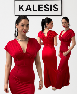 Vestido KALESIS ESCARLATA - Espectacular Vestido Largo en 3 Colores Diferentes