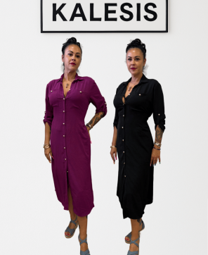 Vestido KALESIS REY - Vestido con Botones, Ajustable, Con Lazo par Ajustarlo a Varias Tallas, En Dos Colores