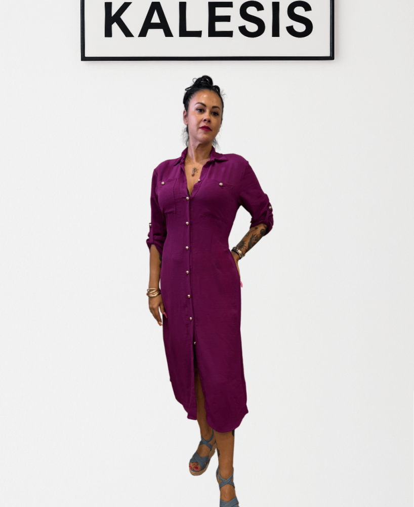 Vestido KALESIS REY - Vestido con Botones, Ajustable, Con Lazo par Ajustarlo a Varias Tallas, En Dos Colores