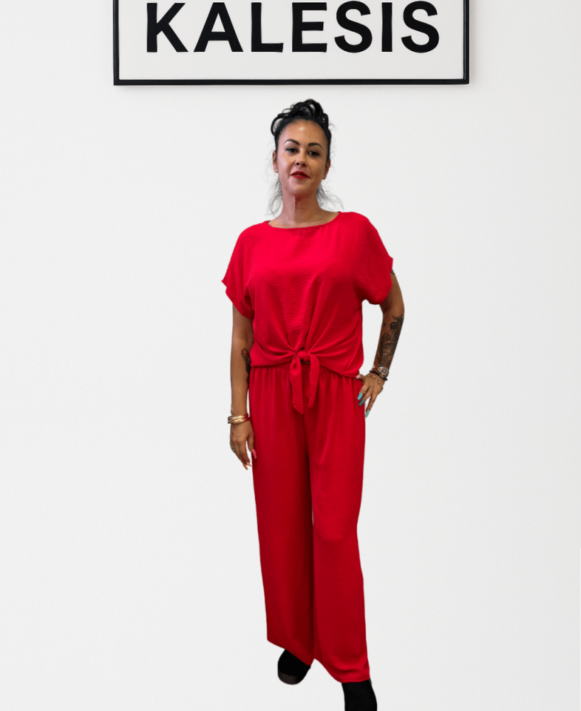 Conjunto KALESIS VICTORIA-- Camiseta y pantalón en Rojo y Negro