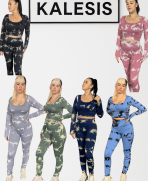 Conjunto KALESIS POWER-- Conjunto de top de manga larga y legging en varios colores